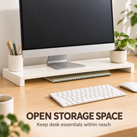 Penyangga Monitor Kayu Ergonomis Rak Penyimpanan Desktop dengan Laci untuk Komputer Laptop Meja Kantor