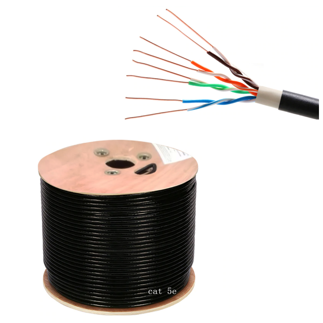 EXC Outdoor Optic Fiber Cable 305m/1000ft UTP Cat5e Waterproof CCA CE/ROHS/ISO9001 Certified PE HDPE Jacket