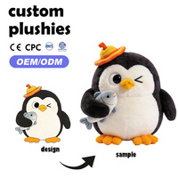Peluche pingouin personnalisée OEM ODM, jouet en peluche doux de dessin animé, poupée en peluche avec logo personnalisé, certifiée CE CPC EN71