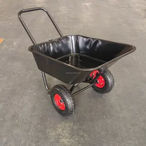 Steel Tray Cart Double Wheel Cart Yard Cart For Farming TC045