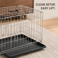 Cage pliable pour chien en acier inoxydable de luxe, idéale pour l'intérieur et l'extérieur, avec plateau en plastique pour un nettoyage facile