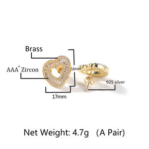 Içi boş kalp şekli küpe küçük kolye uçları CZ kolye kalp takı seti kadınlar hediye Bling Bling takı - Product Image 6