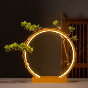 Support d'encens à refoulement en fer de style chinois avec anneau lumineux LED pour la maison, le bureau, la salle de thé, éclairage décoratif - Product Image 1