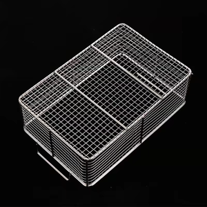 Panier de stérilisation en gabion d'acier inoxydable avec grille en treillis métallique à mailles carrées, plateau chirurgical plié - Product Image 2