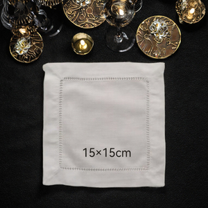 Bán buôn 15x15 cm Linen cotton trắng hemstitched Cocktail handmade dệt cho nhà và máy bay sử dụng khăn ăn - Product Image 4