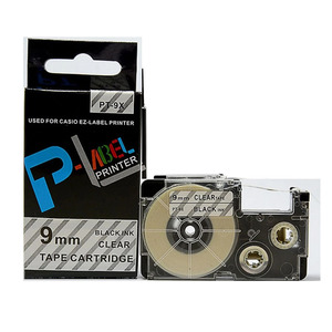 Casio Label Cassette Black on Clear 9mm XR-9X 100% Compatible Label <strong>Tape</strong> for Casio Label Printers - Product Image 1