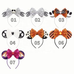 Diadema con orejas de ratón para Halloween, lazo brillante, decoración de calavera y murciélago, aro para el pelo para cosplay, accesorios para fiestas de niños y adultos - Product Image 1
