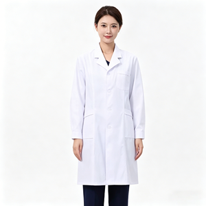 Camice da Laboratorio Premium Antirughe Bianco, Uniforme Medica per Dottori e Personale Ospedaliero - Product Image 1