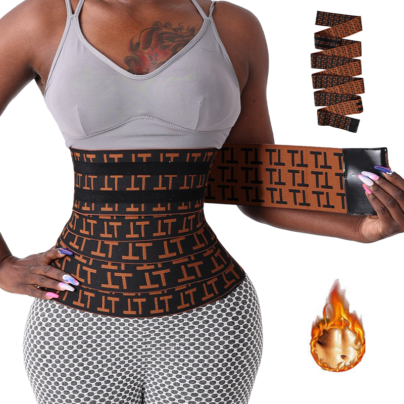 Custom Logo High Compression Reversible Leopard Waist Band 4 Meters Tummy Control Slimming Waist Wrap Shaper