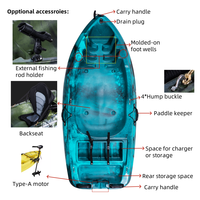 Kayak de Pêche Monoplace à Coque en PE de 2 M avec Pagaie, pour Loisirs Aquatiques et Rivières, Matériau LLDPE