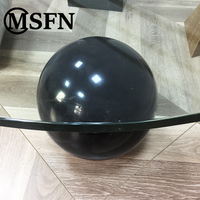 Table basse moderne en verre rond avec bases géométriques en marbre pour salon, villa, hall d'hôtel