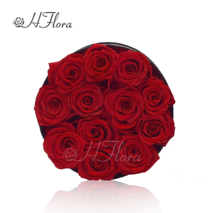 Boîte-cadeau de bouquet de roses fraîches rondes de luxe Hflora - <span class=keywords><strong>Fleur</strong></span> décorative pour anniversaires, mariages, Noël et Thanksgiving - Product Image 3