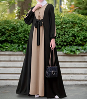 Robe Abaya élégante à manches longues pour femmes vêtements ethniques musulmans du Moyen-Orient avec taille à lacets robe respirante antistatique