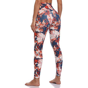 Pantalons de yoga à fleurs pour femmes - Spandex/Polyester, extensibles dans quatre directions, respirants, vêtements de sport - Product Image 4
