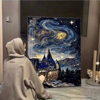 XIXI Nouveau Kit de Peinture Diamant Acrylique DIY - Broderie Diamant Complète Rose & Mer de Nuages Faite à la Main