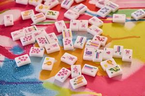 Pink Acrylic American Mahjong Set Portable <b>Plastic</b> Mahjong Tiles 4 Player <b>Table</b> Game Travel Play - Product Image 2