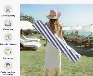 Пляжный зонт для патио с бахромой, зонт с кисточками, с пескозащитным креплением и кнопкой наклона, праздничный уличный зонт с сумкой для переноски - Product Image 1