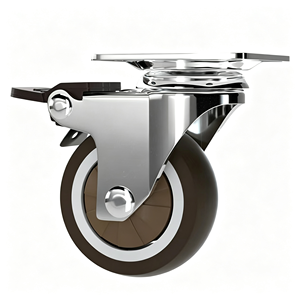 Stainless Steel Swivel Caster Wheel 125mm Polyurethane Brake Locking Mechanism Industrial Use 250kg Capacity Maintenance Free - Product Image 1