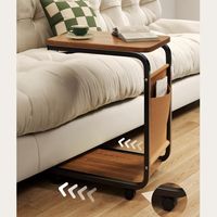 Table d'appoint multifonctionnelle minimaliste mobile avec roulettes, petite table basse, bureau de canapé, étagère de rangement pour chambre et salon