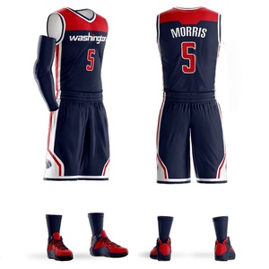 Ensemble de maillots de basket-ball réversibles sublimés avec logo personnalisé, sans manches, en mesh, uniforme de basket-ball, shorts à cordon de serrage, haute qualité, en gros - Product Image 2