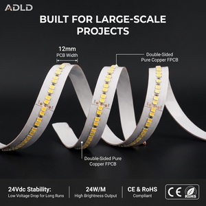 Bande lumineuse LED CCT double blanc réglable 24V SMD 2835 240LEDs/m, flexible, avec DALI PWM pour maison intelligente - Product Image 3