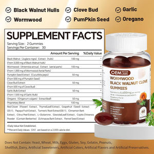 Gummies 18-en-1 à l'armoise et aux clous <span class=keywords><strong>de</strong></span> <span class=keywords><strong>girofle</strong></span> avec huile <span class=keywords><strong>de</strong></span> graines <span class=keywords><strong>de</strong></span> citrouille, clous <span class=keywords><strong>de</strong></span> <span class=keywords><strong>girofle</strong></span>, ail, curcuma, origan <span class=keywords><strong>pour</strong></span> la santé digestive et le nettoyage intestinal - Product Image 2