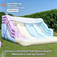 Toboggan aquatique gonflable de luxe 4 pistes arc-en-ciel pastel, personnalisé, commercial, en PVC, pour location événementielle et fêtes