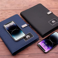 Carnet de notes en cuir A5 personnalisable le plus populaire 2026 avec chargeur sans fil et lampe LED LOGO intégrée