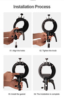 Soporte de Flash Tipo S Godox S2 con Montura Bowens, Plegable y Portátil, Accesorio de Rejilla para Softbox, Snoot, Speedlite, Uso en Exteriores