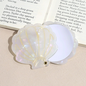 Mùa hè của phụ nữ cao cấp axit axetic vỏ vẻ đẹp gương mini xách tay gấp mỹ phẩm gương - Product Image 5