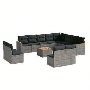 Ensemble de canapés de jardin en rotin gris modulaire, collection de meubles d'extérieur, 10 places, design contemporain - Product Image 1