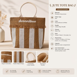 Eco Friendly Jute Handbag for Women Reusable Fashion Tote <b>Bag</b> with Comfortable Handles for Shopping Available for Sale - Product Image 2