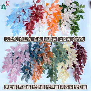 Primary Color Banyan Tree Leaves Wedding Hall Welcome Flowers Row Decorative Artificial Flowers Wedding Layout Flowers