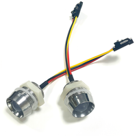 Lumière indicatrice LED RGB 12 mm 5V pour moto, lentille diffuse F12, IP67, pré-câblée, encastrée, tête argentée, câble 24AWG, adressable