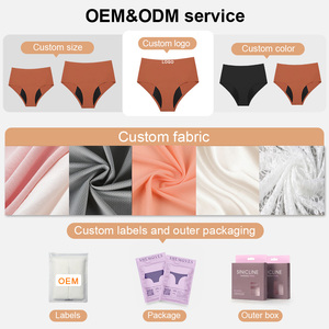 Culottes menstruelles réutilisables OEM en gros pour flux abondant, 4 couches absorbantes, anti-fuites, sans coutures, taille haute, pour femmes - Product Image 4