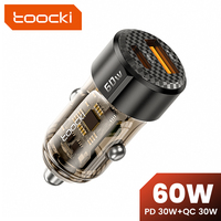 Toocki haute puissance 60W double port chargeur de voiture rapide PPS alimentation programmable avec conception transparente pour la charge de voiture simultanée