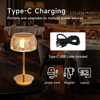 Vergoldete Metall-LED-Tischlampe USB-Aufladbar Dimmbar Kabellose Nachttischlampe für Schlafzimmer Hotel Heim-Dekoration