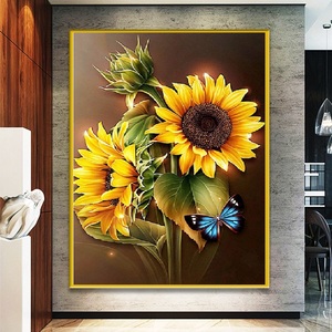 Vente en gros 5D DIY 30*40cm diamant peinture carré perceuse point de croix image de strass tournesol et papillon pour la décoration intérieure - Product Image 1