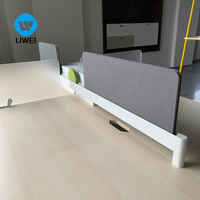 Postazione di Lavoro per Ufficio Moderna in Legno LIWEI, Scrivania per 4-6 Persone con Gestione Cavi, Partizione Arancione Modulare