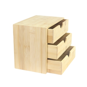 High-end quality exquisite 3 drawer storage cabinet office desktop small bamboo storage box