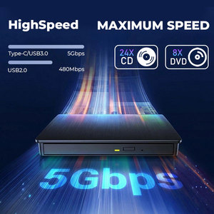 ไดรฟ์ซีดี/ดีวีดีแบบพกพา USB3.0 ภายนอก เครื่องเขียน/เล่น/อ่านแผ่นออปติคอลแบบซูเปอร์ สำหรับใช้งานกับแล็ปท็อป - Product Image 4