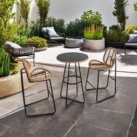Chaise haute de bistrot moderne en rotin tressé PE pour extérieur, non pliable, pour jardins et terrasses