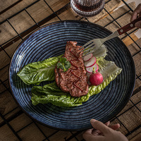 Assiette à dîner vintage extra large en porcelaine de qualité supérieure, vaisselle pour steak et petit-déjeuner, passe au lave-vaisselle et au micro-ondes, différents modèles