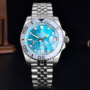 Montre de plongée de luxe pour hommes 40mm Tandorio Ice Blue MOP Dial White Chapter Ring Jubilee Bracelet, Cyclops NH35 Mechanism - Product Image 6