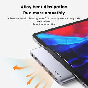 Hub USB-C UGREEN CM424 5 en 1, <span class=keywords><strong>adaptateur</strong></span> 2 USB 3.0, prise casque 3,5 mm, station d'accueil avec charge PD, <span class=keywords><strong>HDMI</strong></span> 4K, PD 100W pour iPad Pro - Product Image 4