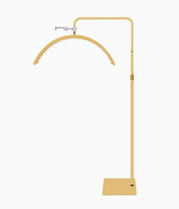 Luxury 4-Piece Salon Equipment Set Beige PU Leather S-Curve Treatment Bed LED Arch Lamp Technician <b>Stool</b> Utility Trolley Gold - Product Image 5