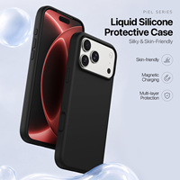 Coque en silicone liquide premium avec doublure en microfibre floquée et rebords surélevés pour l'écran et la caméra pour iPhone 18 Pro Max