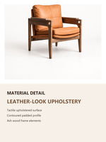 Fauteuil d'appoint moderne en similicuir, rembourré, avec structure en bois massif, siège individuel pour salon, hall d'hôtel