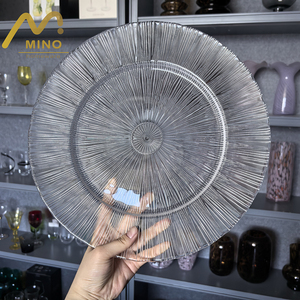 Elegant Sunburst Texture Clear Ribbed Glass Charger Plates Under Plate for Wedding Party Events <strong>Decoration</strong> Rental <strong>Catering</strong> - Product Image 6