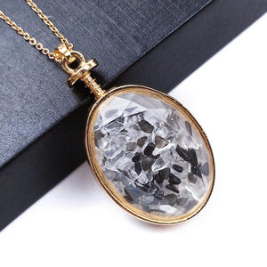 Pendentif Bouteille à Vœux Elliptique en Strass de Cristal Tendance, Collier Bouteille à Message avec Chaîne, Cadeau, Accessoires de Bijoux de Mode - Product Image 5